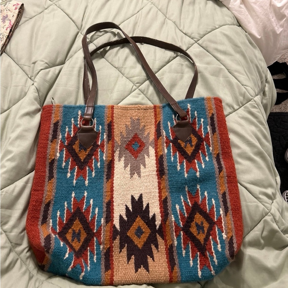 New Mayan Tote bag wool sunflower pattern, extra large 16” deep bag

Wool bag